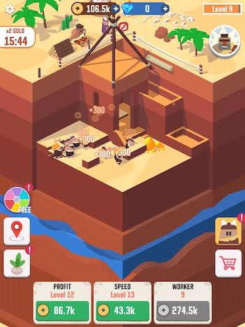 Prehistoric building game Idle Digging Tycoon