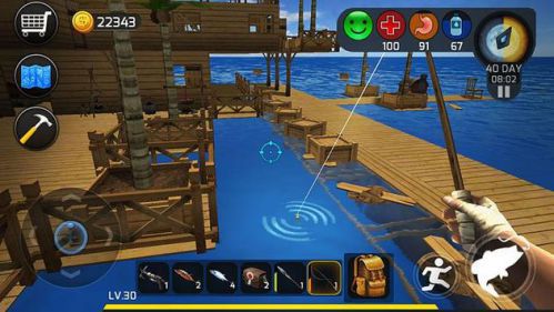 การเดินทางใน Ocean Survival พร้อมกับการตกปลาเพื่อหารายได้