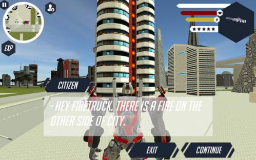Robot Firetruck protects the city