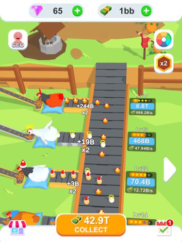 Idle Egg Factory специализируется на производстве куриных яиц