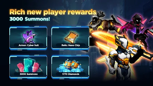 In-game images of Cyber War: Idle RPG Games