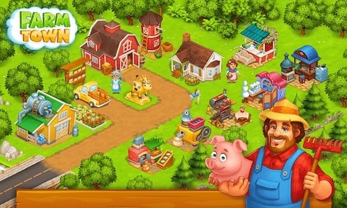 Download Farm Town: Happy village mod with full resources