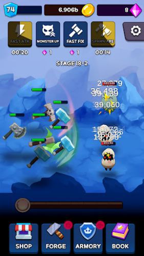 Slay monsters in Ultimate Axe Idle Clicker