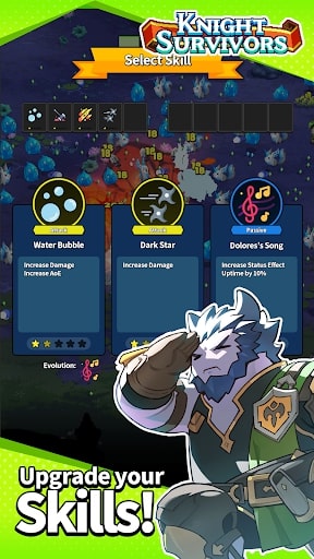 Knight Survivors customizable damage menu