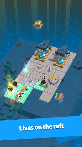 Survival game adrift on a wooden raft