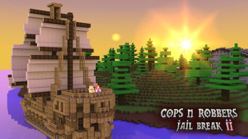 Pixel graphics style of Cops N Robbers 3D Pixel Prison Games 2