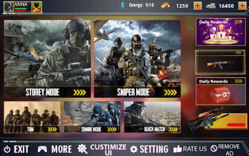 offline shooting game: free gun game God Mode MOD