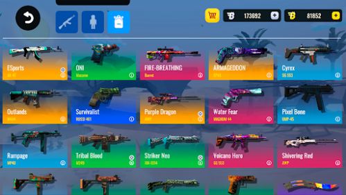 Blockfield with hundreds of weapons
